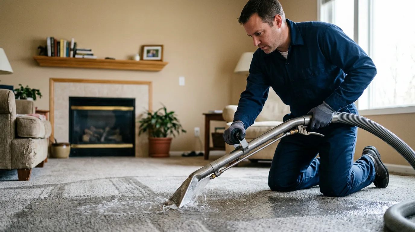 Water damage restoration technician working near Farmersburg, IN